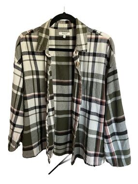 Madewell Olive, Cream & Pink Plaid Shacket